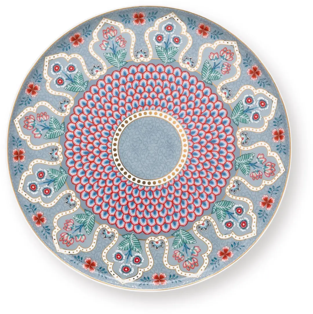 Pip Studio Flower Festival Taartplateau Lichtblauw - 21,5cm - 4 Stuks