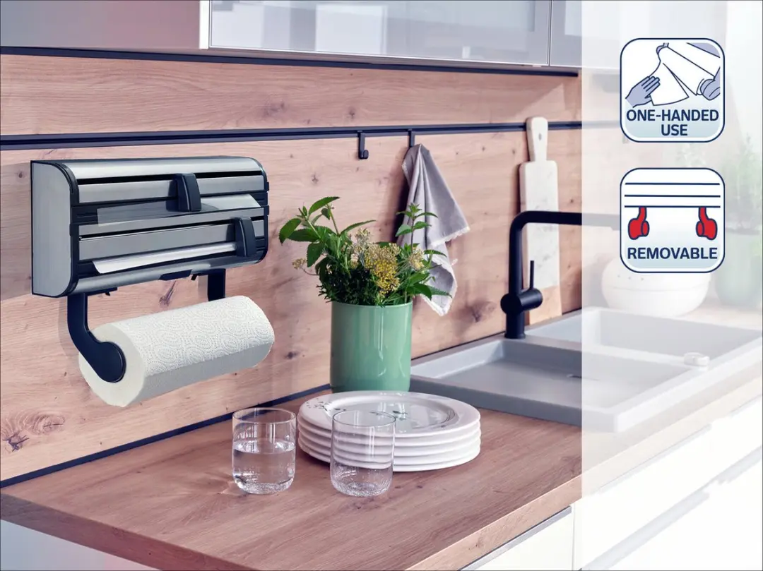 Leifheit Parat Royal Rollenhouder - Zwart RVS