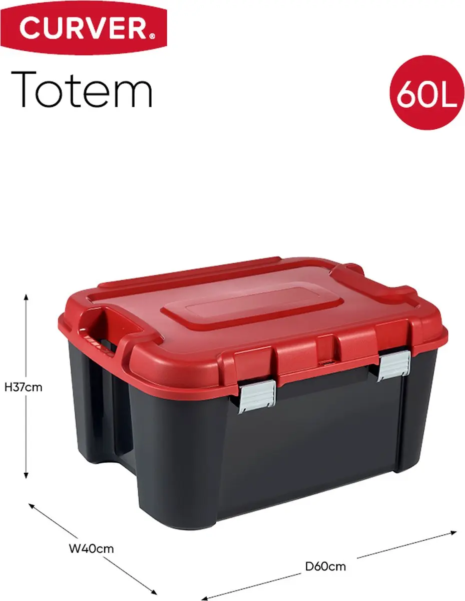 Keter Totem Opbergbox 60L - Zwart/Rood
