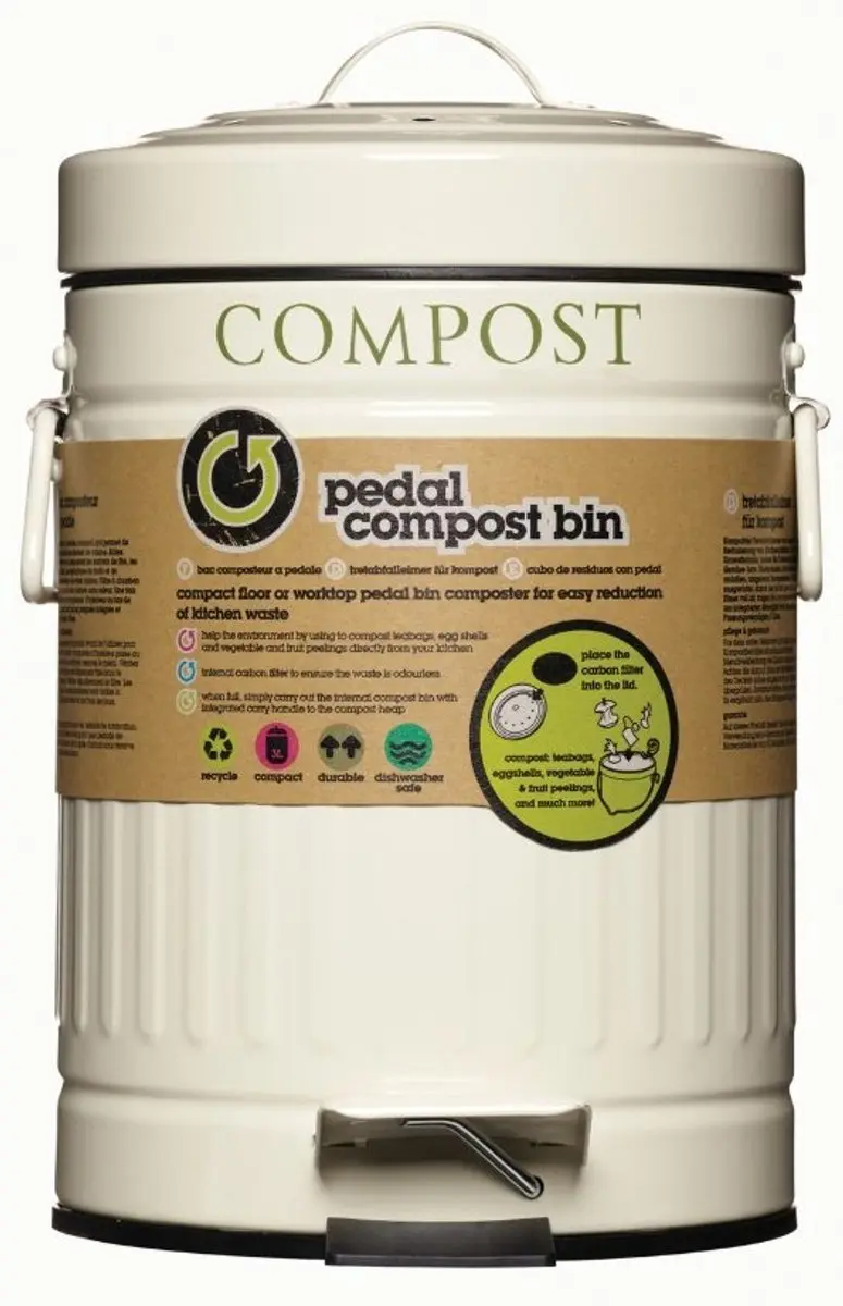 KitchenCraft Compostbakje 3L - Pedaal wit