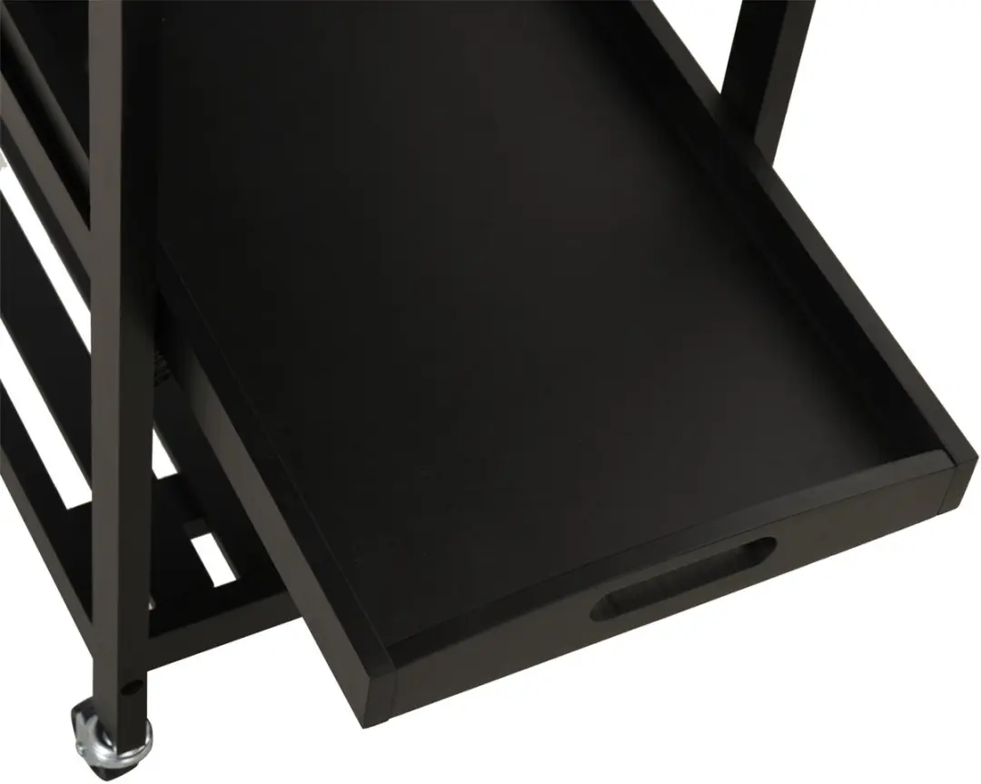 Homcom Keukenkar Massief Grenenhout 60x40x85cm - Zwart