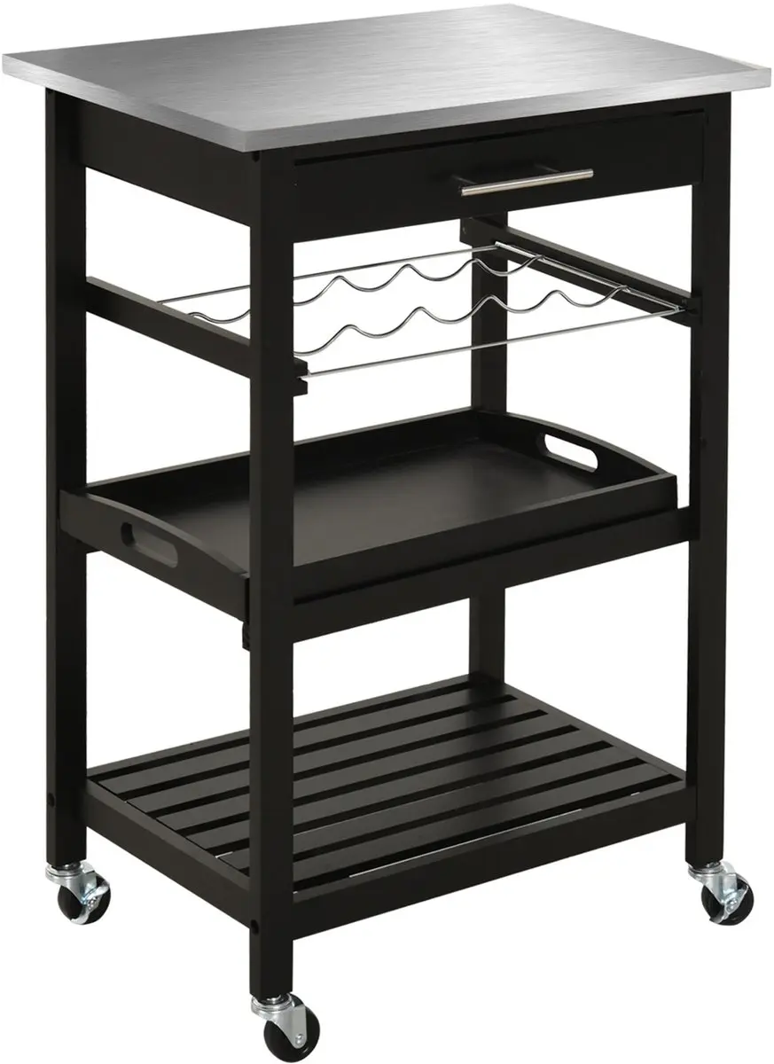 Homcom Keukenkar Massief Grenenhout 60x40x85cm