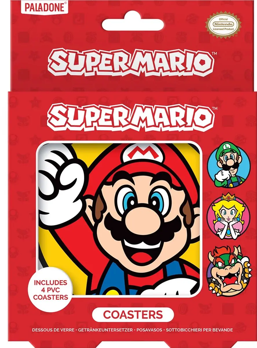 Paladone Super Mario Silicone Coasters - 4 Stuks - Multicolor