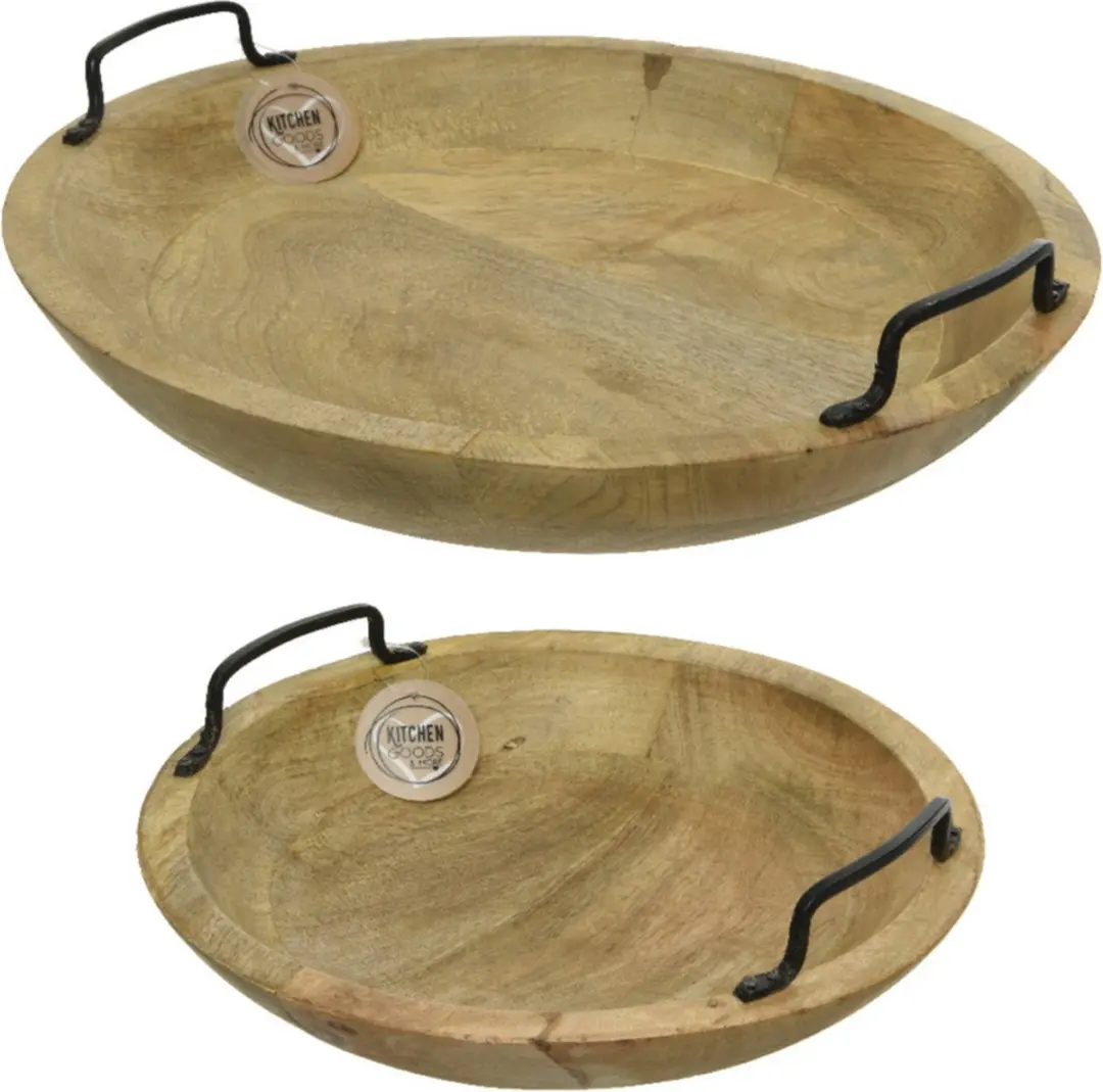Decoris Mangohout Serveerschaal - 39cm - met Handvatten