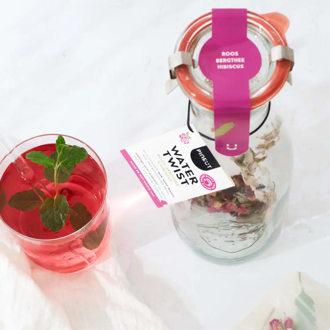 Pineut Watertwist Tafelwaterkan Glas 1L - Retro - Transparant