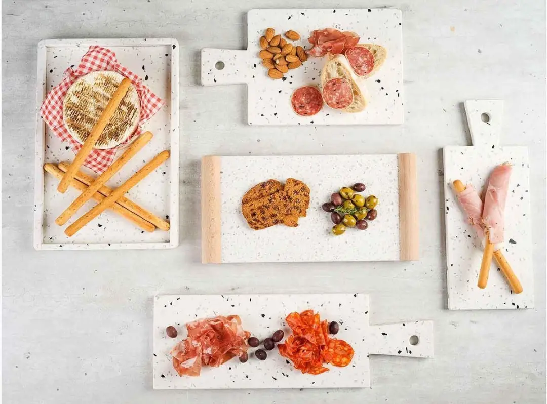 Cosy&Trendy Terrazzo Serveerplank 30x12cm - Wit/Grijs