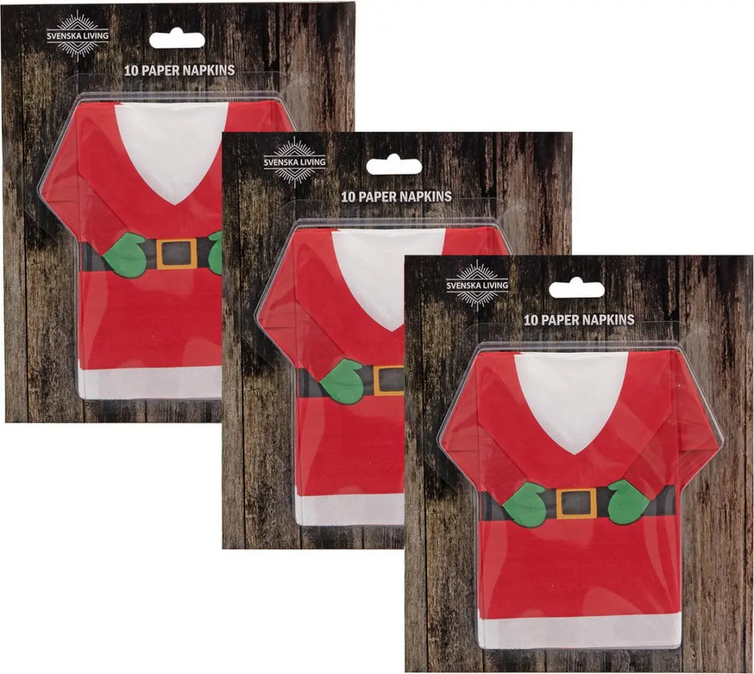 Svenska Living Kerstservetten Kerstman Trui 22x34cm - 10 Stuks - Rood