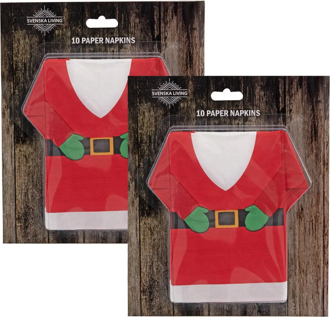 Svenska Living Kerstservetten Kerstman Trui 22x34cm - 10 Stuks - Rood