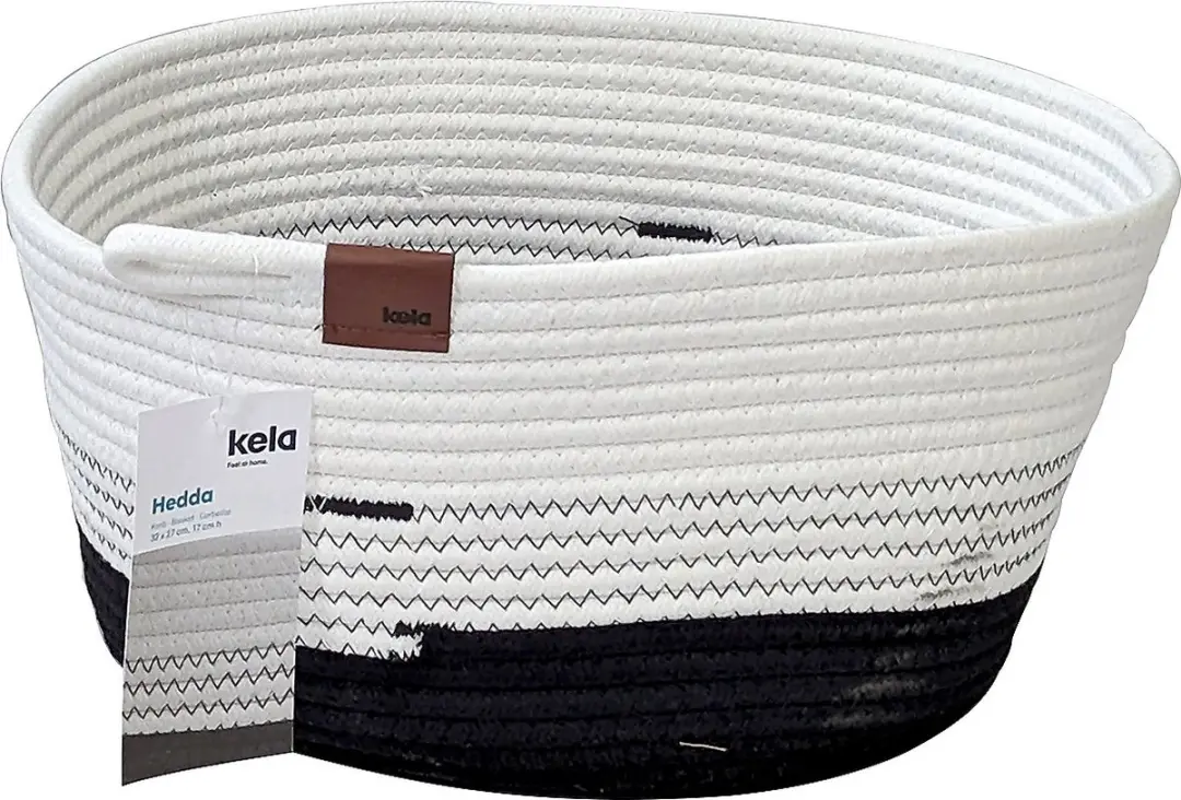 Kela Hedda Ovaal Mand - 32x27cm Wit/Zwart - afbeelding 6 van 6