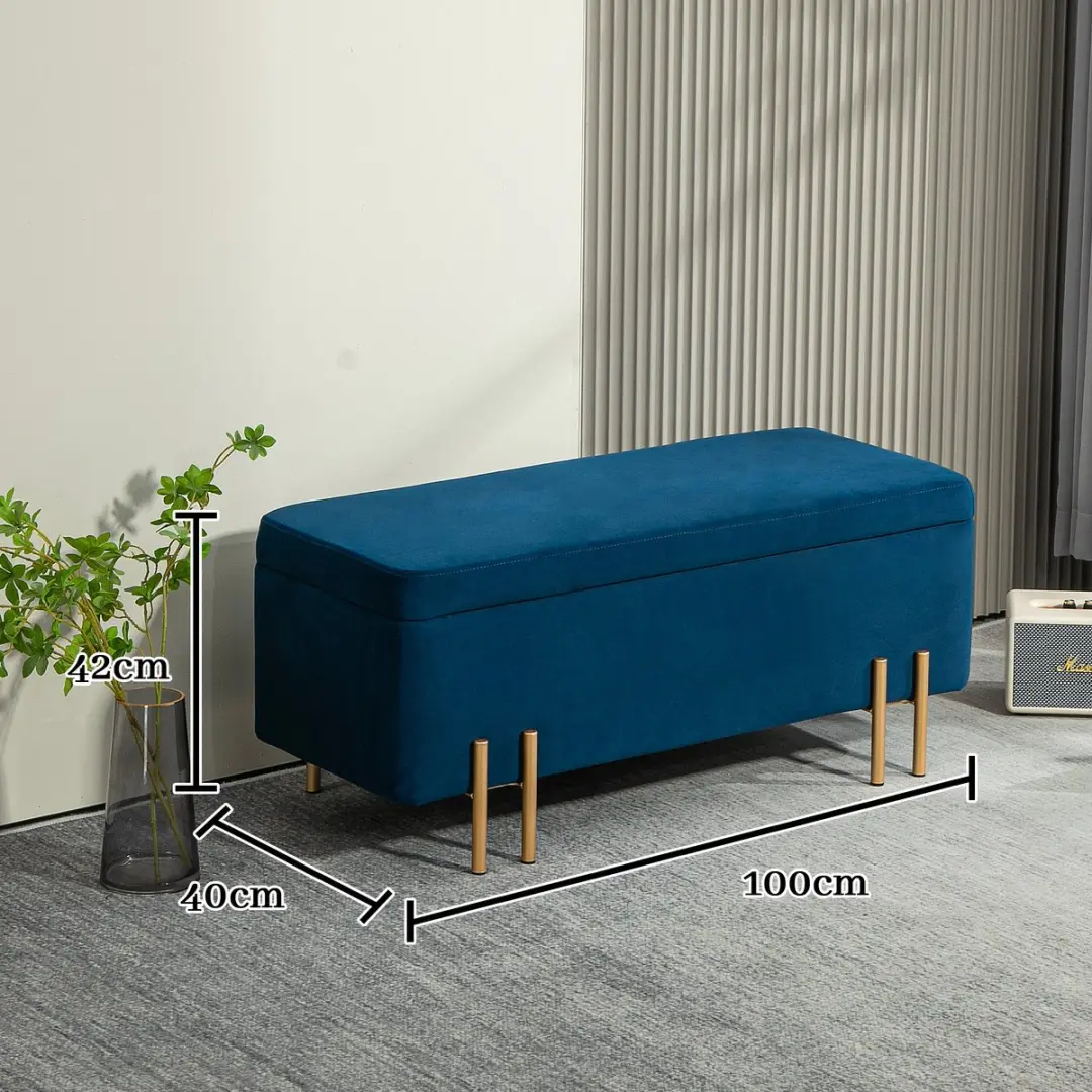 Homcom Sitzbank met Stauraum - 100x40x42cm - Blauw