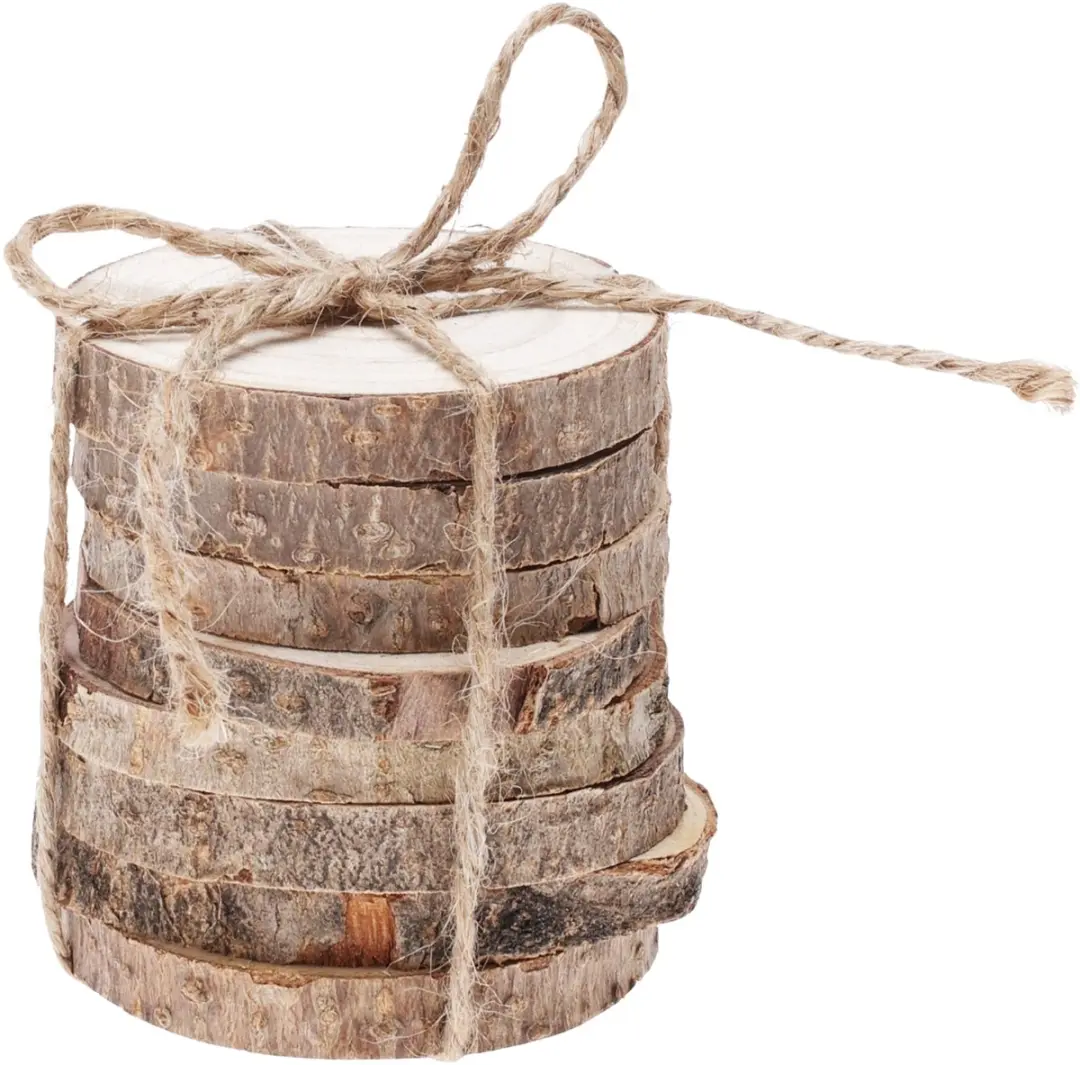 Excellent Houseware Houten Glazen Onderzetters 8cm - 8 Stuks