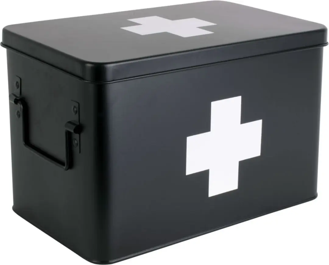 Present Time Medicijnkist Large - Metaal Mat Zwart 31,5x19x21cm - afbeelding 6 van 6