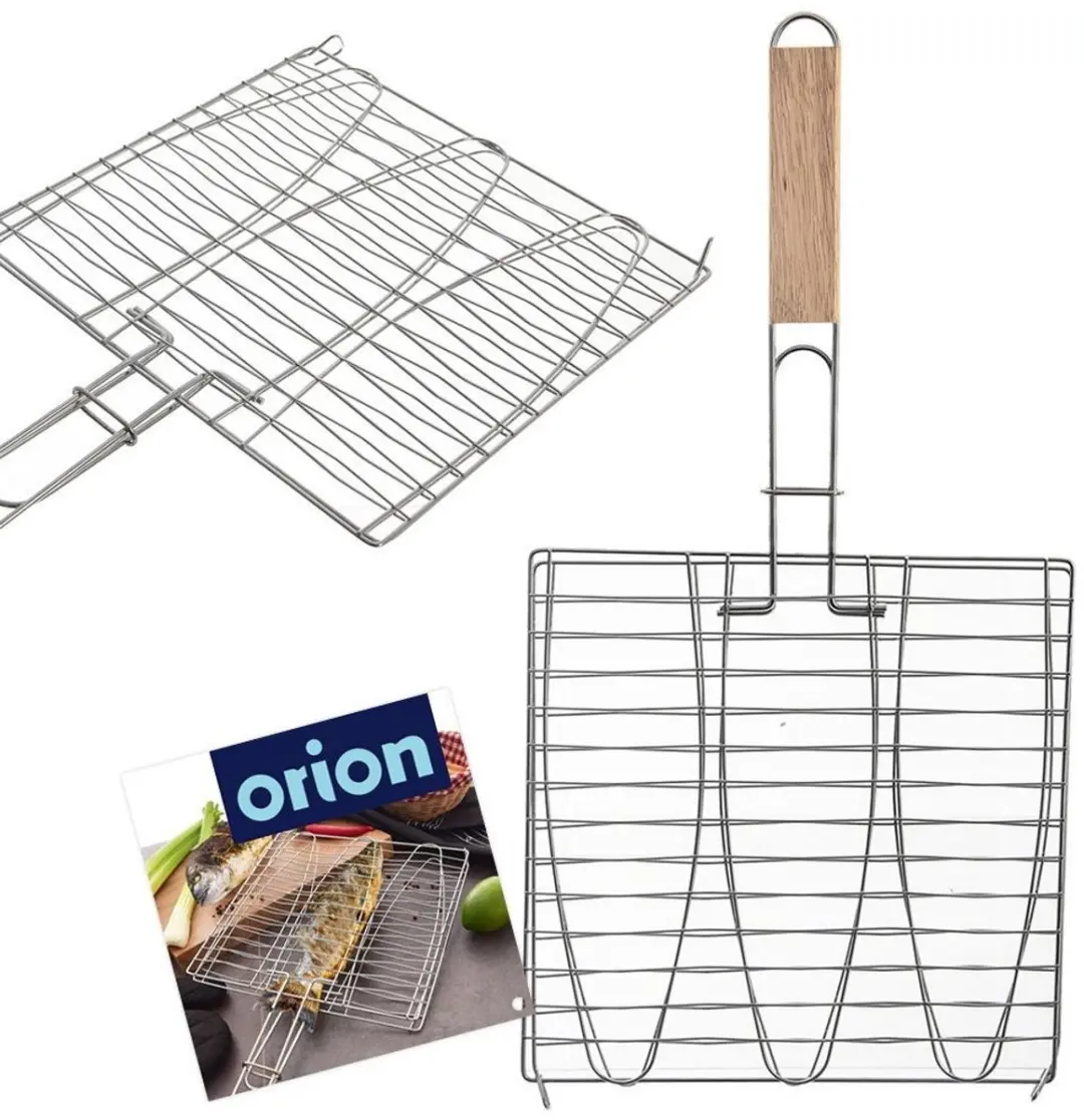Orion Roestvrijstalen Grillrooster 28x55,5cm - Houten Handvat