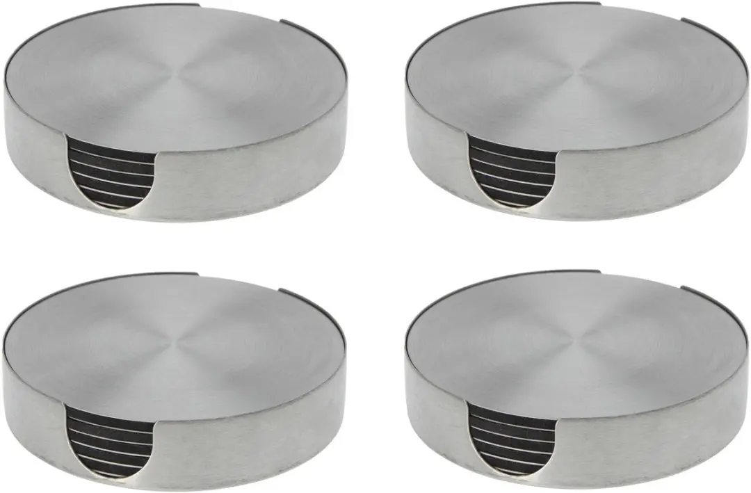 Bellatio Design Onderzetters RVS 24 Stuks - Ø10cm - Zilver