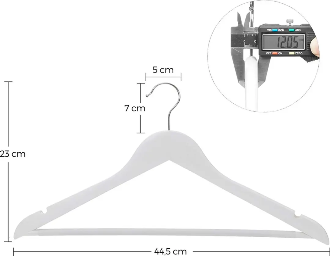Songmics Houten Kleerhangers CRW03W-20 - 20 Stuks - Wit