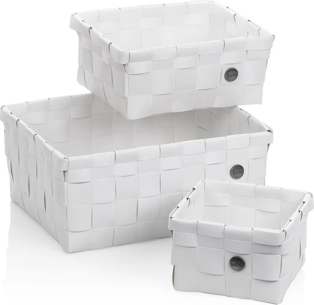Mand, Set van 3 Stuks, Polypropyleen, Wit