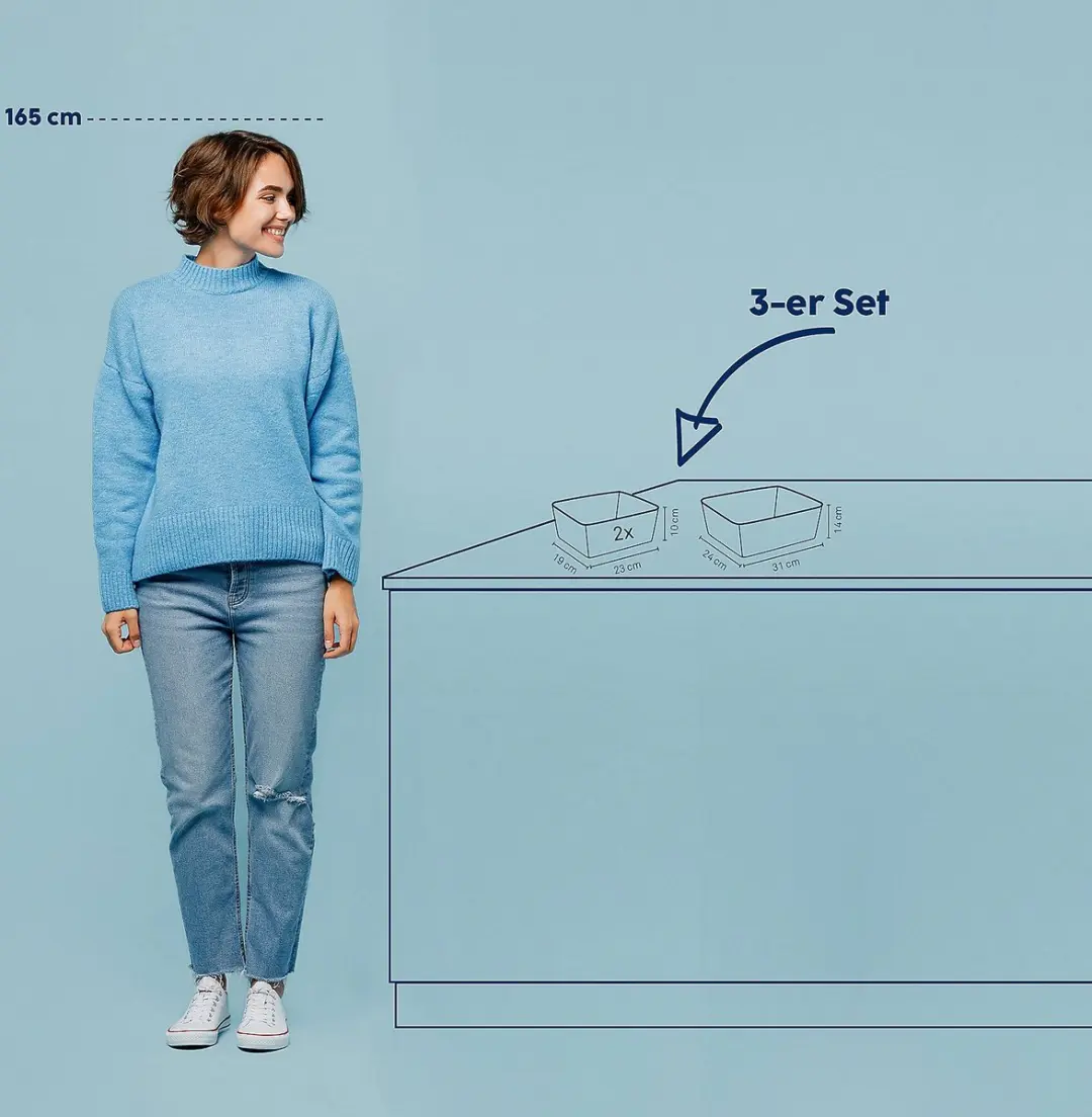 Mand, Set van 3 Stuks, Polypropyleen, Wit - Kela | Neo