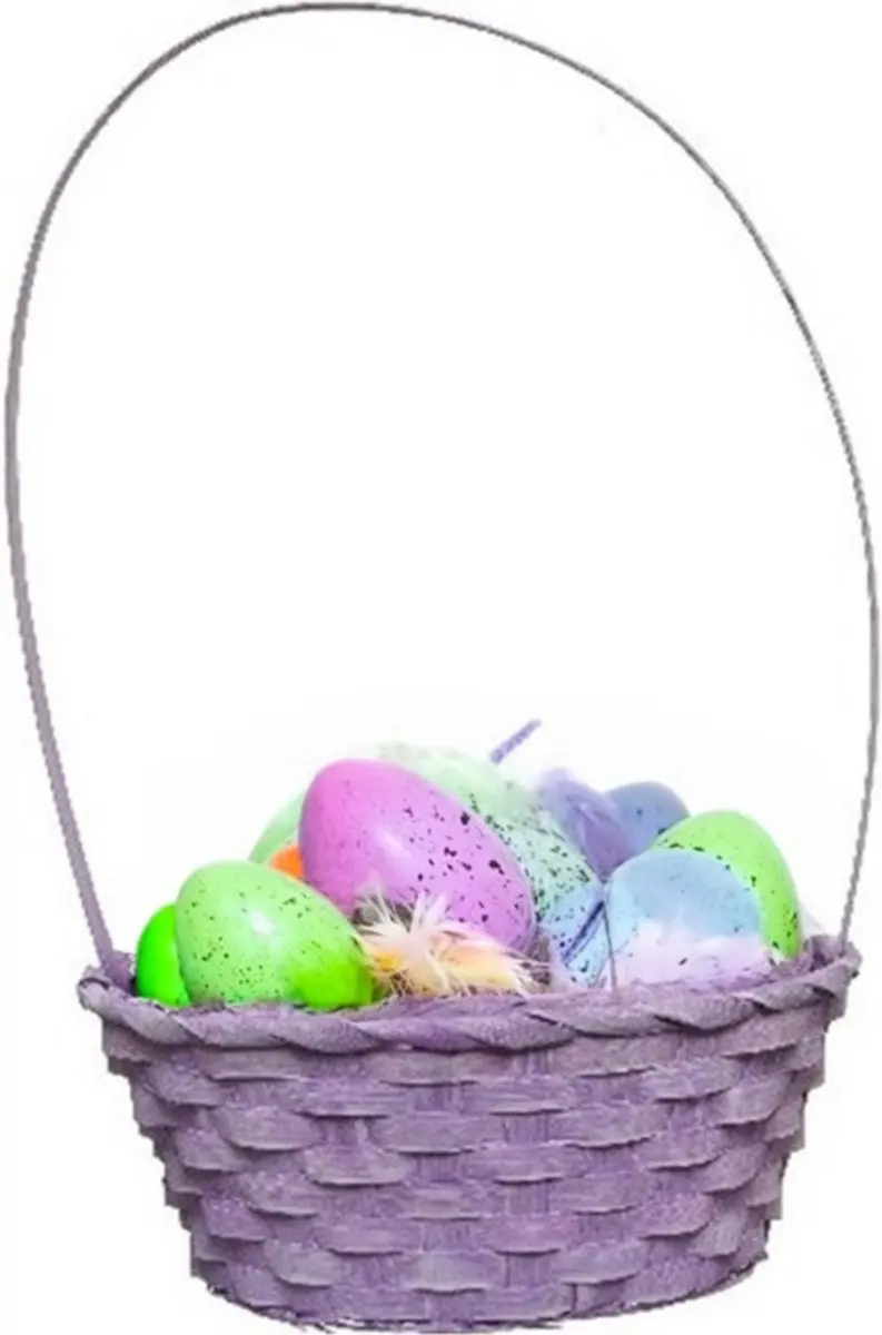 Kaemingk Rieten Paasmandje 4x - Ø20xH38cm - Paars