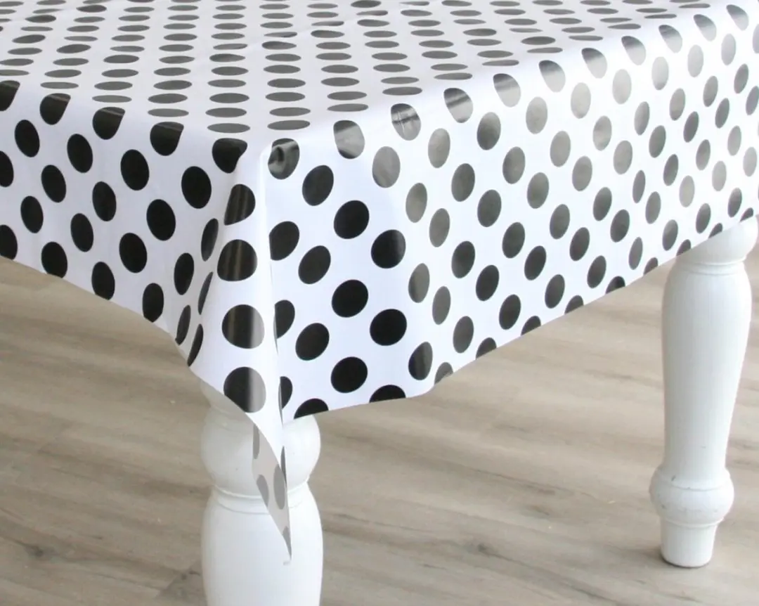 Bellatio Design Tafelzeil Wit Polkadot 140x300cm