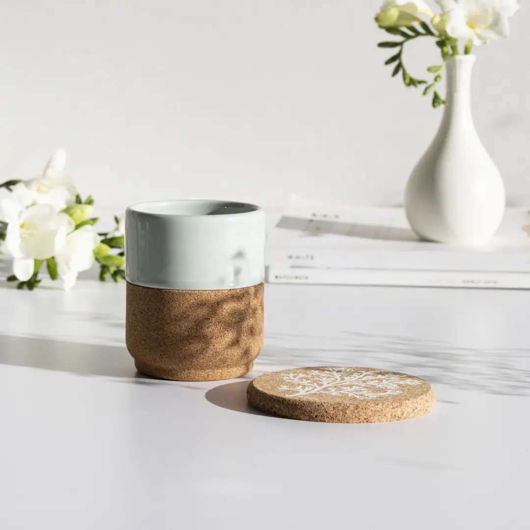 Liga Koraal Onderzetter Set - 4 Stuks - Kurk - Ø10cm