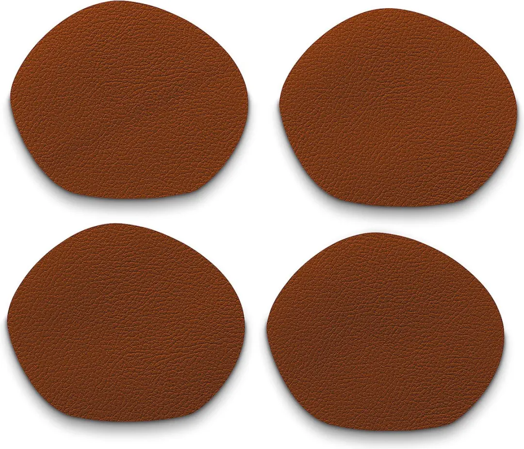 Kela Glazen Onderzetters 10x12cm - Set van 4 - Bruin