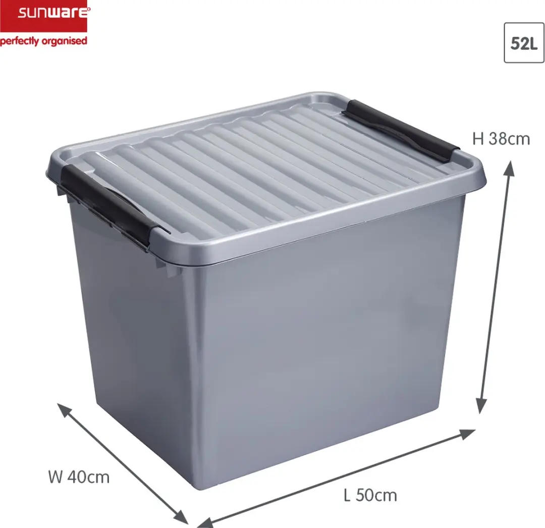 Sunware Q-line Opbergbox 52L Metaal - 50x40x38cm - afbeelding 2 van 3