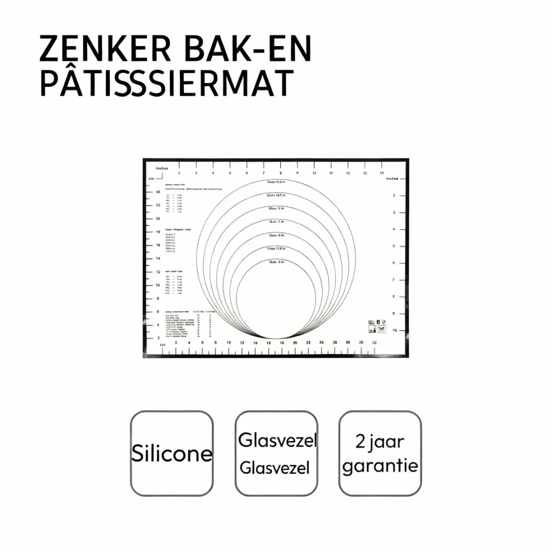 Zenker Smart Pastry Siliconen Bakmat 40x30cm - Wit/Zwart