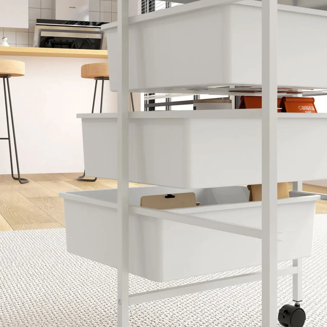 Homcom Rolwagen 40,8L - 33,5x60,5cm - Wit