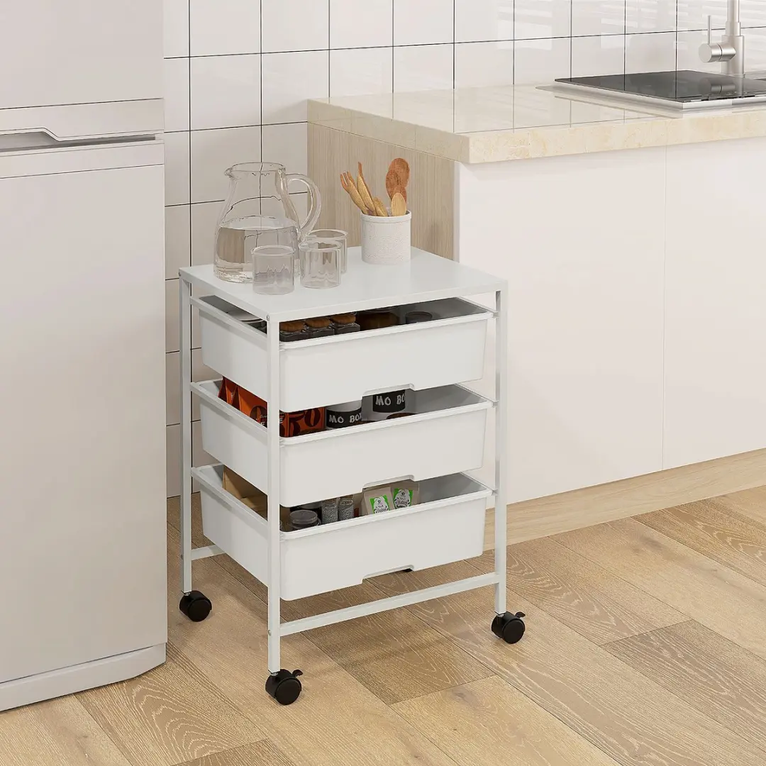 Homcom Rolwagen 40,8L - 33,5x60,5cm - Wit