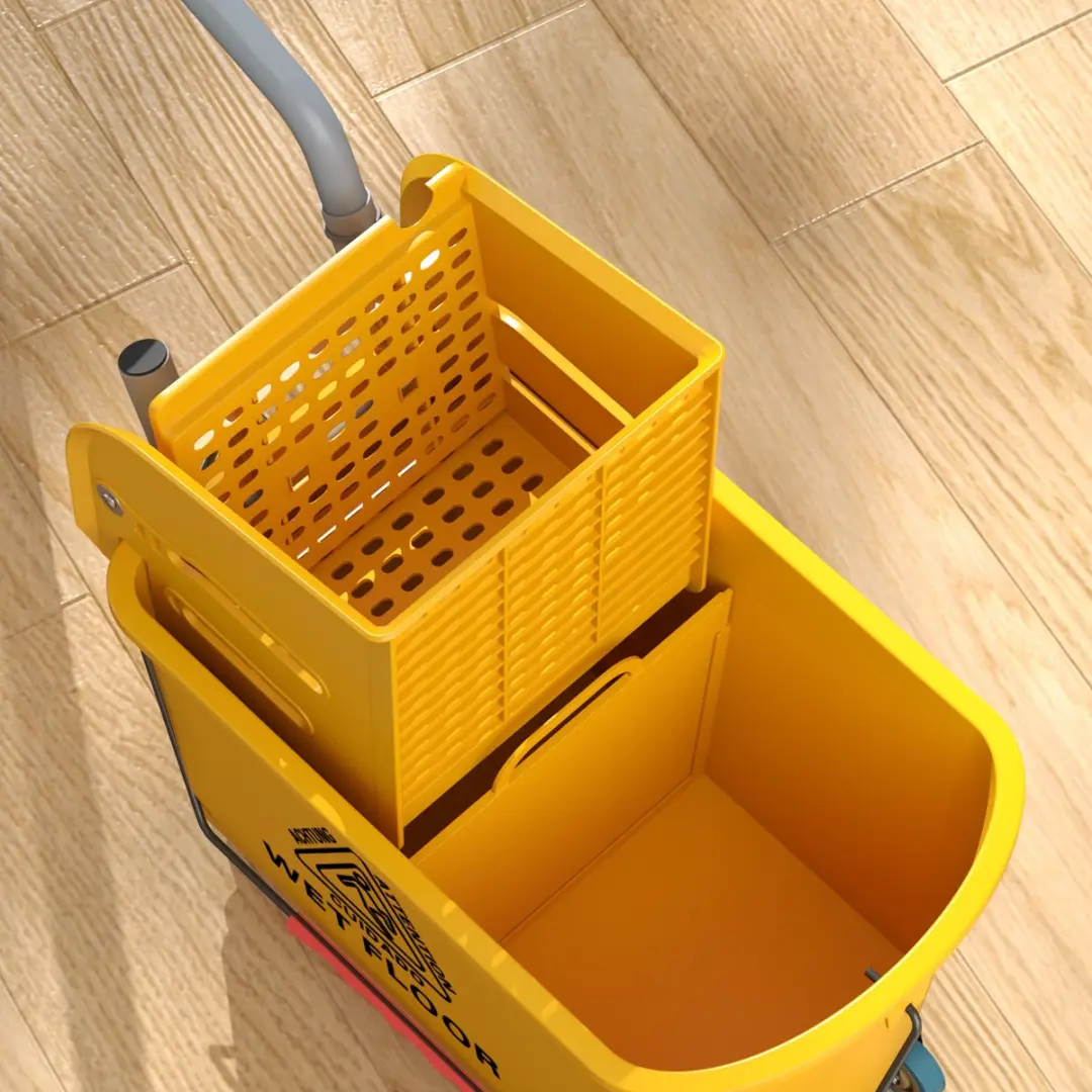 Homcom Dweil-emmer met wringer 45x26,5x70cm - Geel - afbeelding 6 van 6
