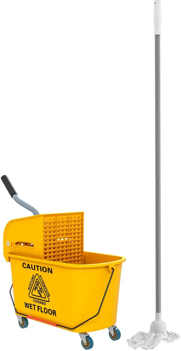 Homcom Dweil-emmer met wringer 45x26,5x70cm