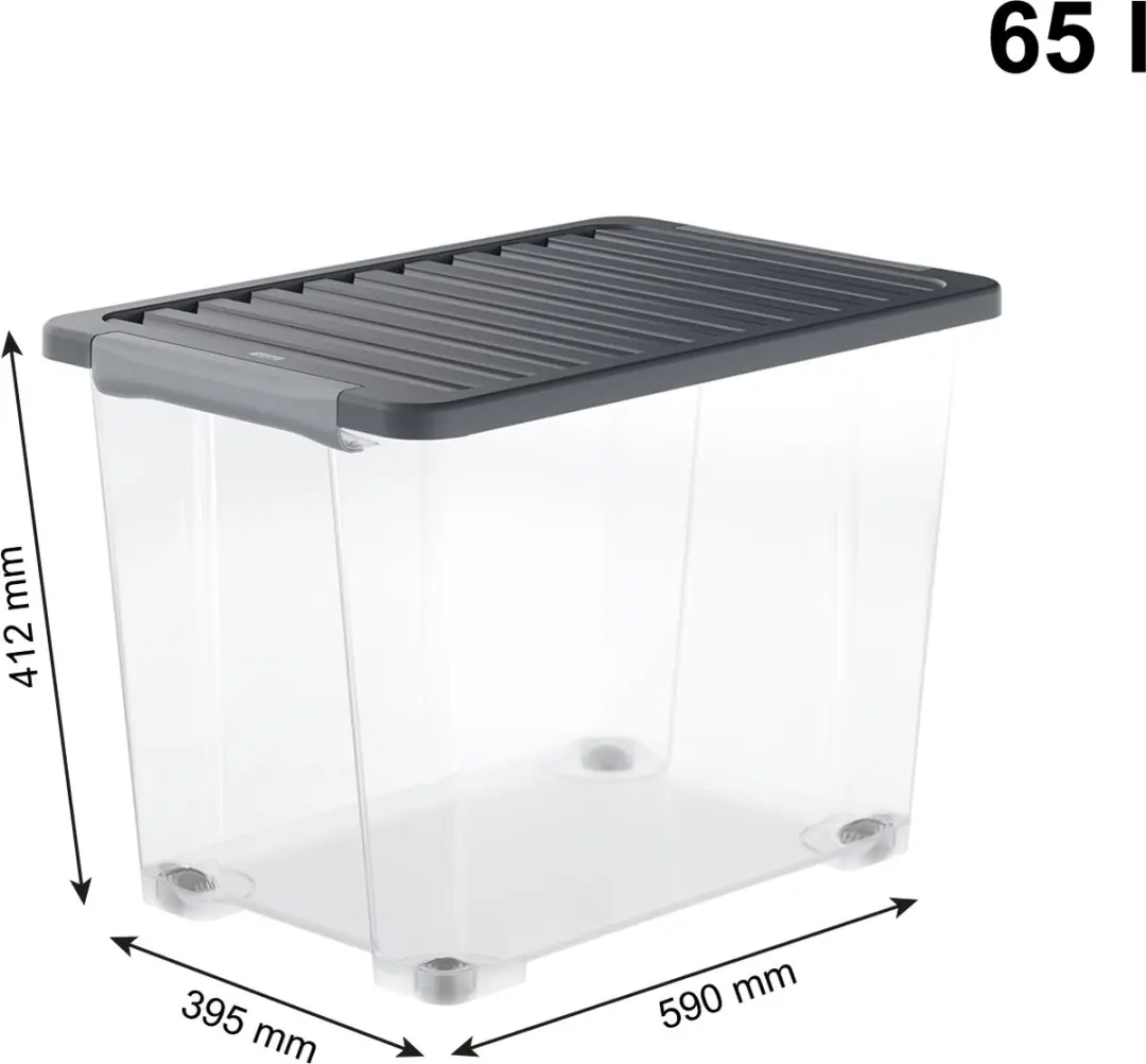 Rotho CORE Plus Opbergboxen 65L - Set van 4 Stapelbaar