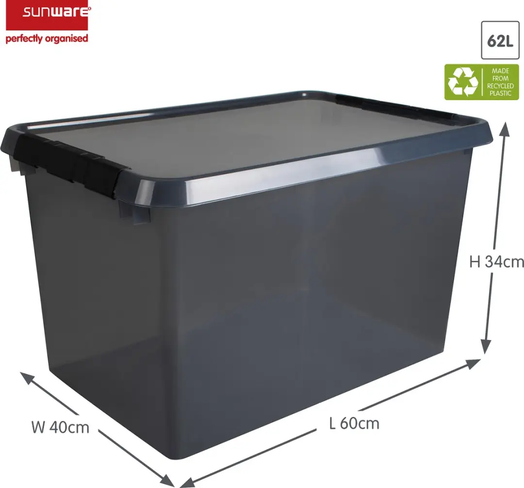 Sunware Comfort Line Opbergbox 62L - 60x40x34cm - Grijs/Transparant