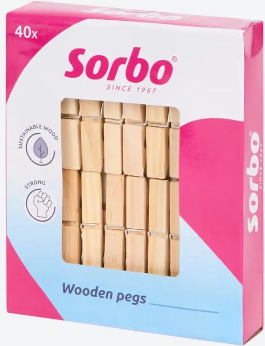 Sorbo Houten Wasknijpers - 40 Stuks