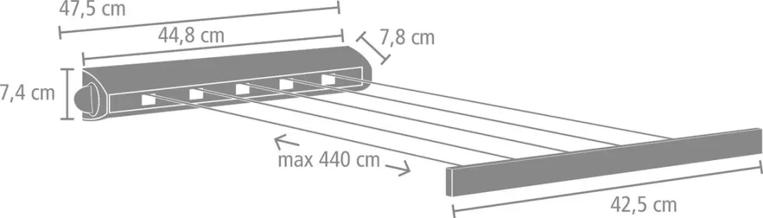 Brabantia Roldrooglijn 4,4m - 22m Matt Steel