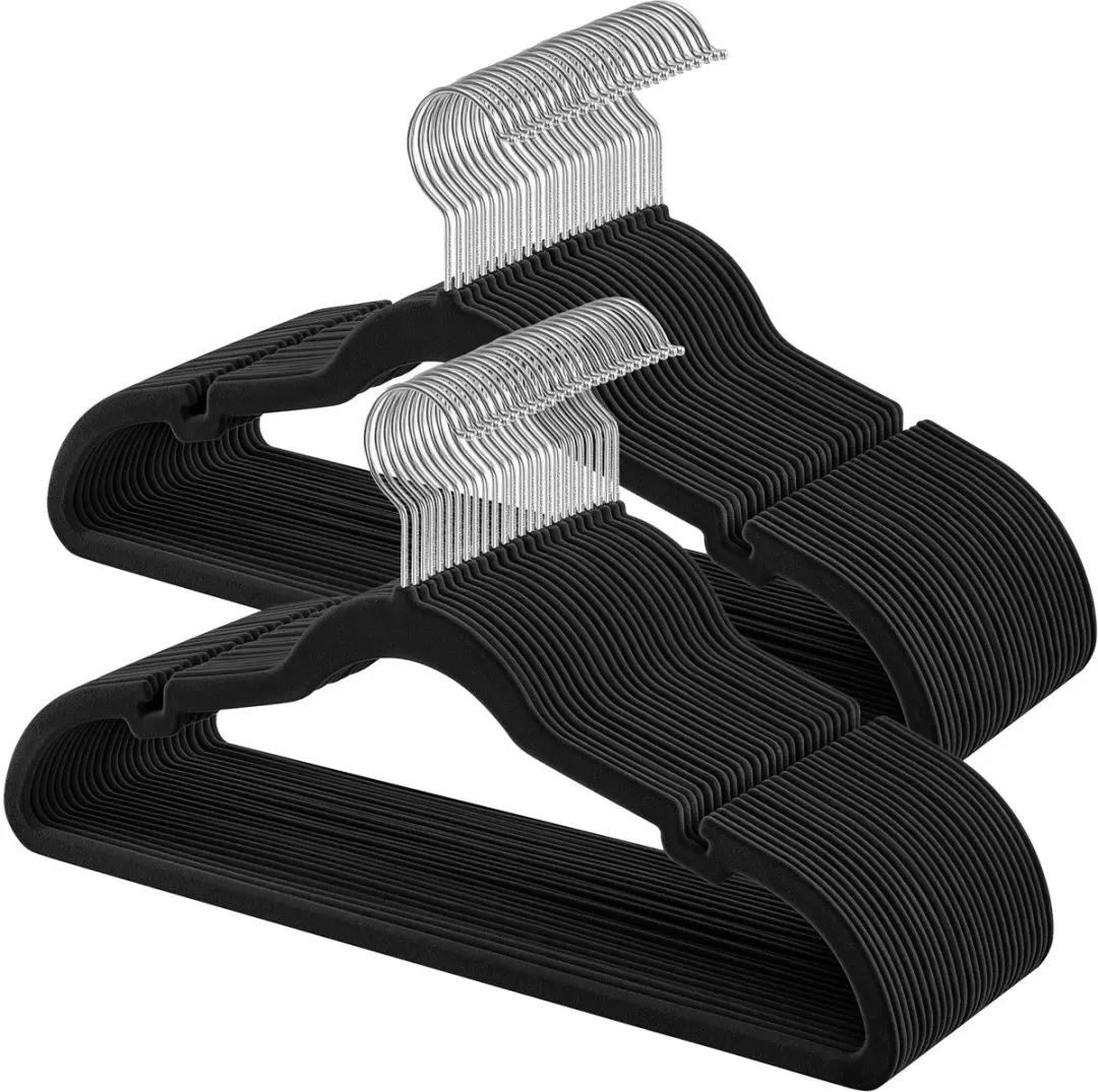 Songmics Kledinghangers 50 Stuks - Antislip - 360° Draaibare Haak - Inktzwart - afbeelding 6 van 6