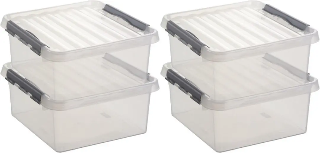 Sunware Q-Line Opbergbox 18L - 4 Stuks - 40x40x20cm - Transparant