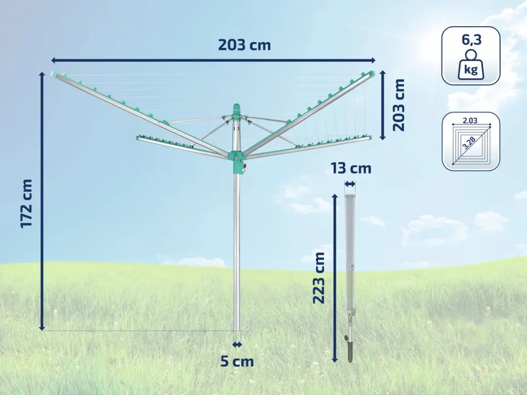 Leifheit Linomatic 500 Easy Droogmolen 50m - Turquoise
