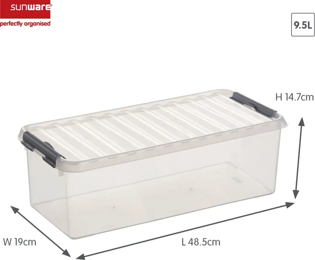 Sunware Q-Line Opbergbox 9.5L - Transparant/Grijs - afbeelding 2 van 5