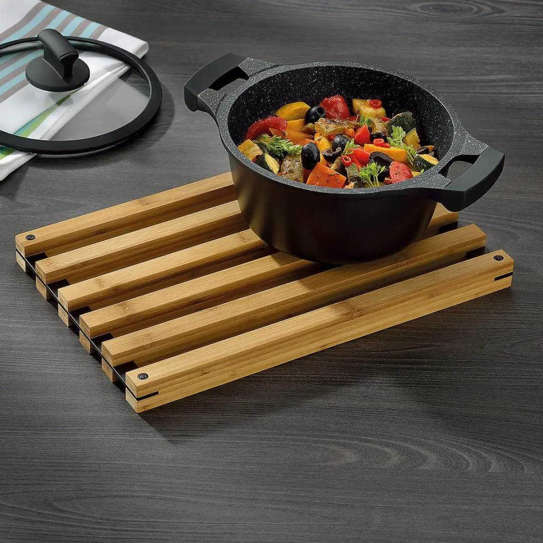 Kela Pan Onderzetter Bamboe 24x38cm - Bruin/Zwart