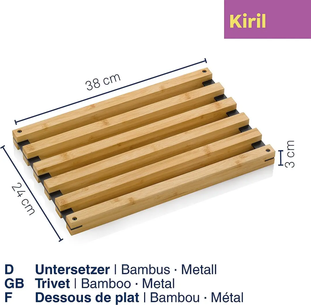Kela Pan Onderzetter Bamboe 24x38cm - Bruin/Zwart