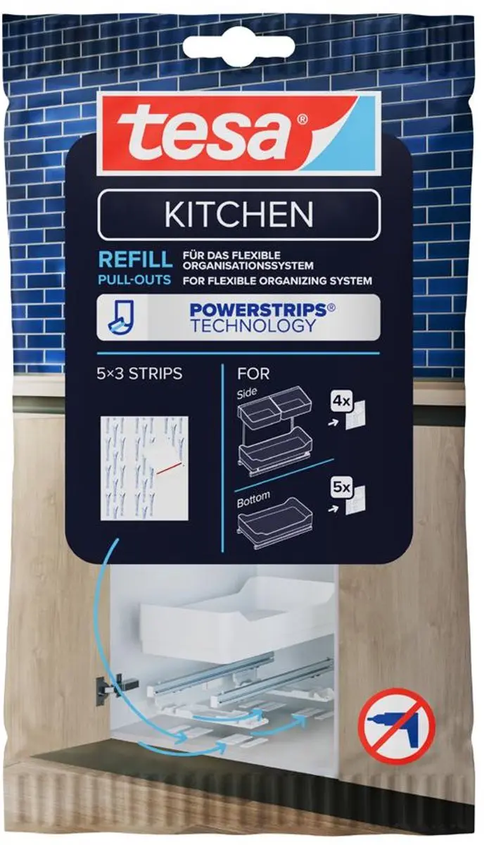 tesa KITCHEN Powerstrips Navulset voor kastlades