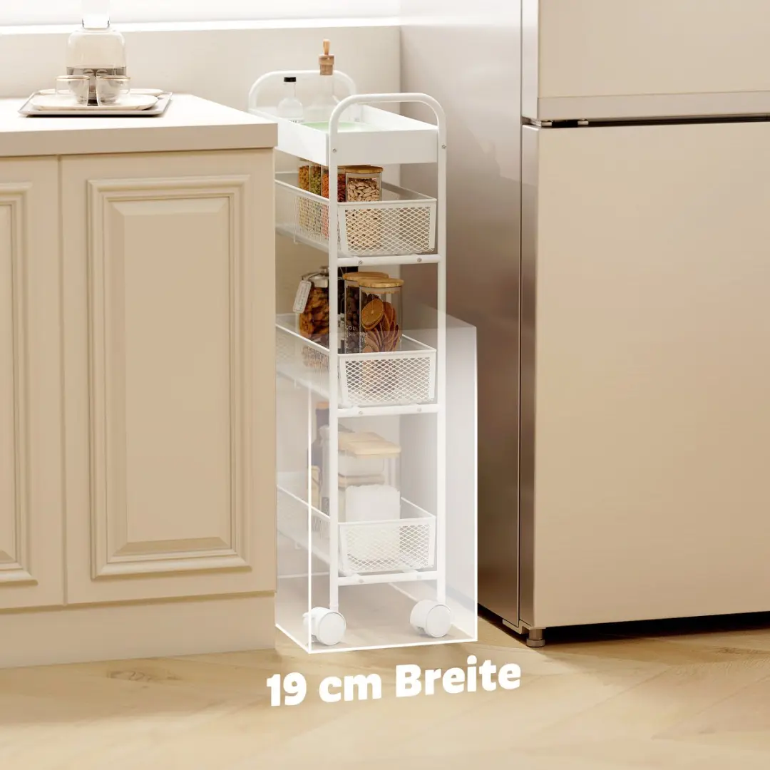 Homcom Keukentrolley Metaal 80cm - Wit