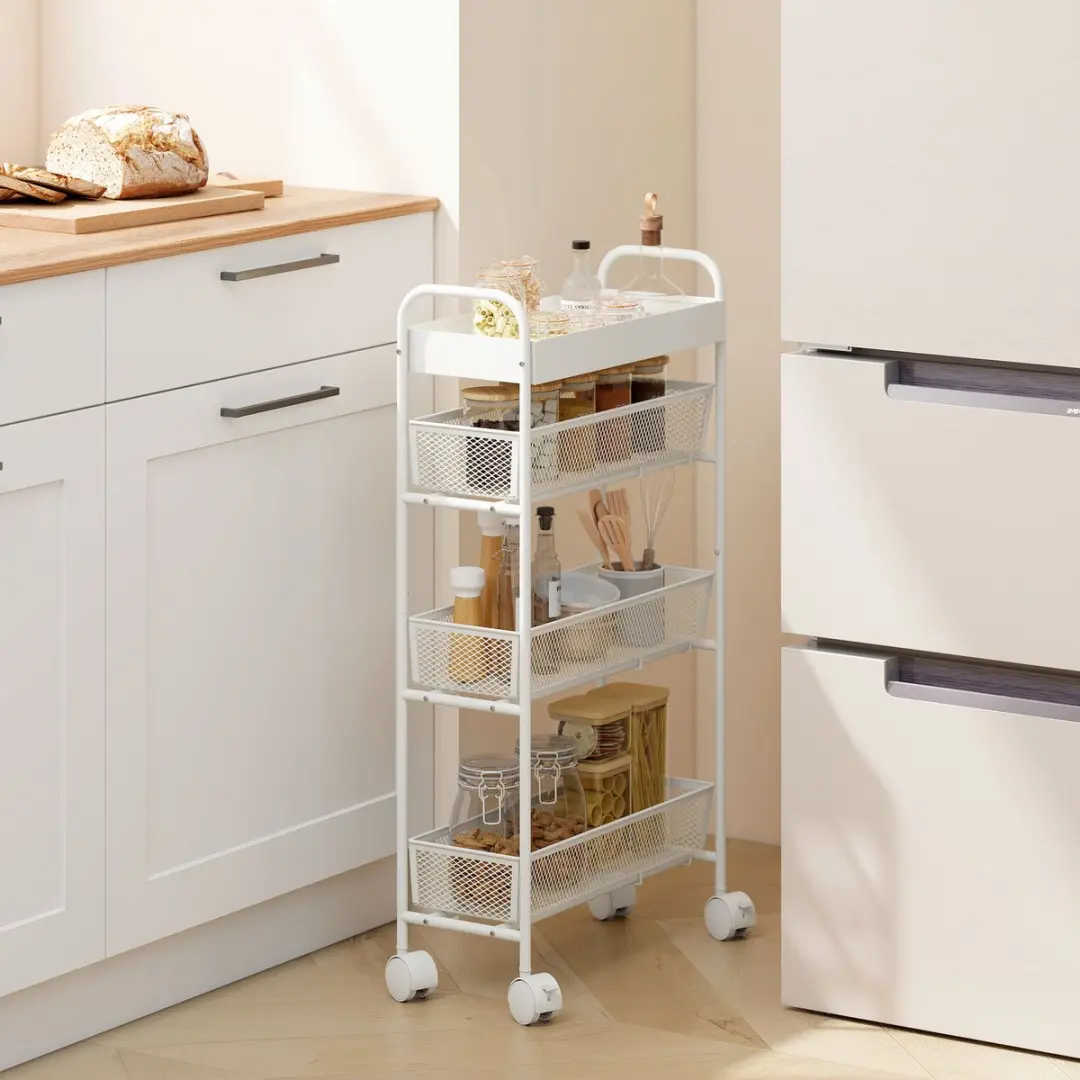 Homcom Keukentrolley Metaal 80cm - Wit
