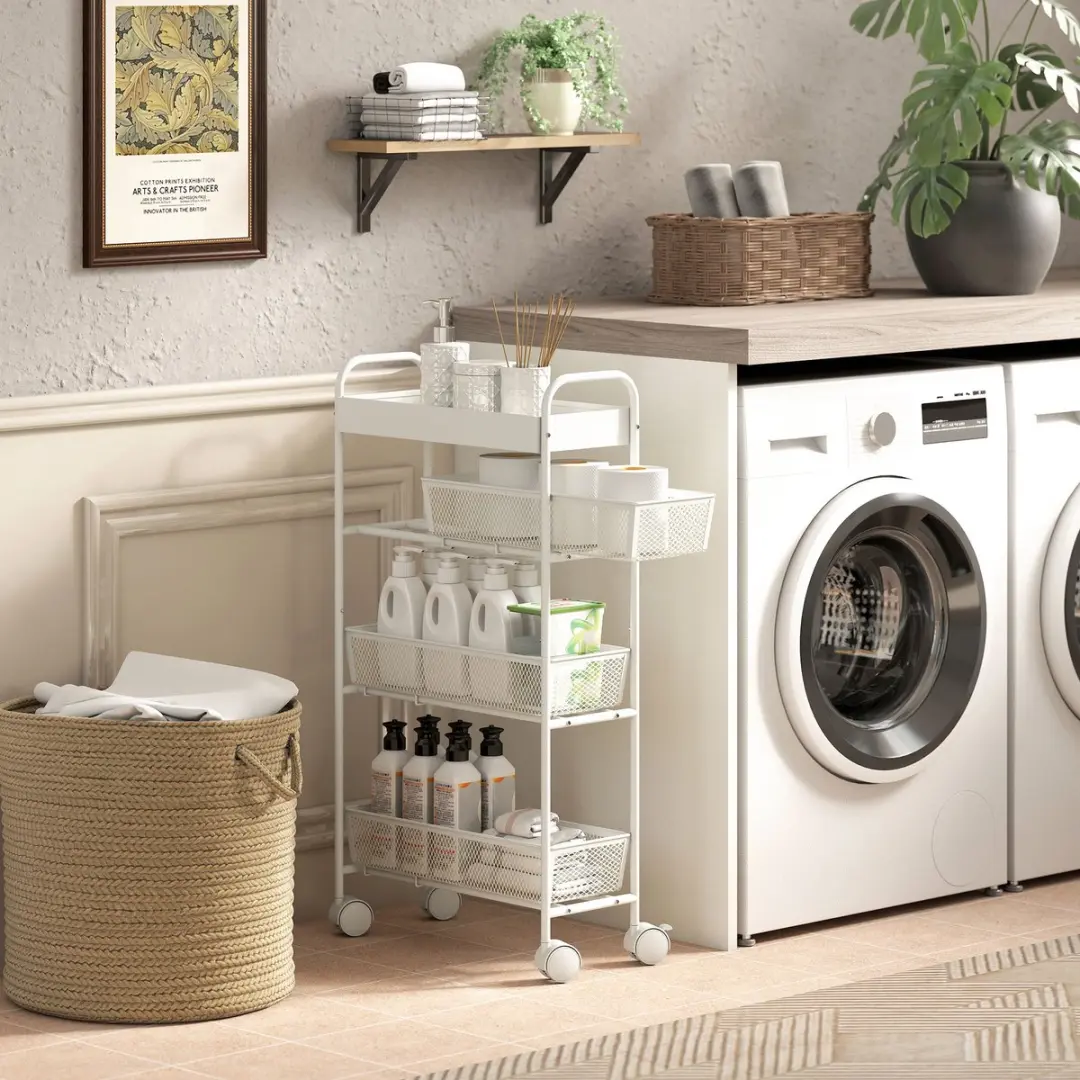 Homcom Keukentrolley Metaal 80cm - Wit