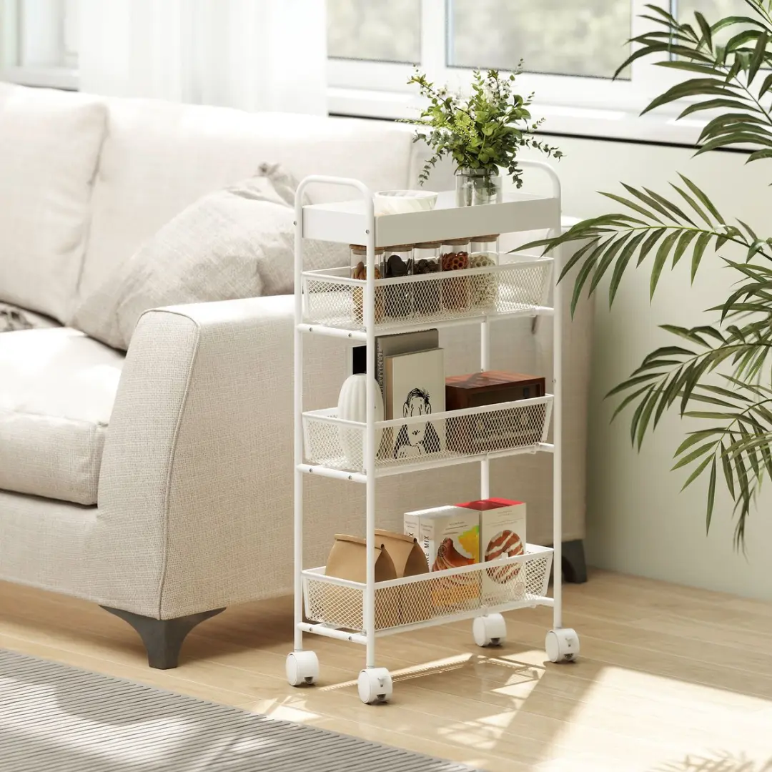 Homcom Keukentrolley Metaal 80cm - Wit