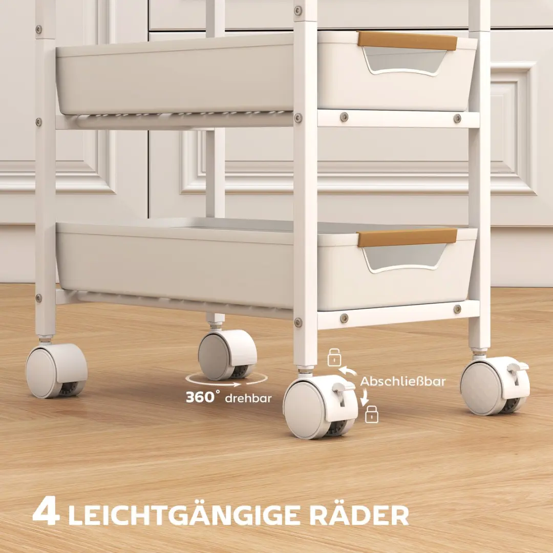 Homcom Keukenwagen Metaal Kunststof 39,5L - Wit - afbeelding 6 van 6