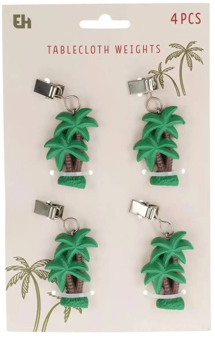 Excellent Houseware Tafelkleedgewichtjes Palmbomen Groen - 4 Stuks