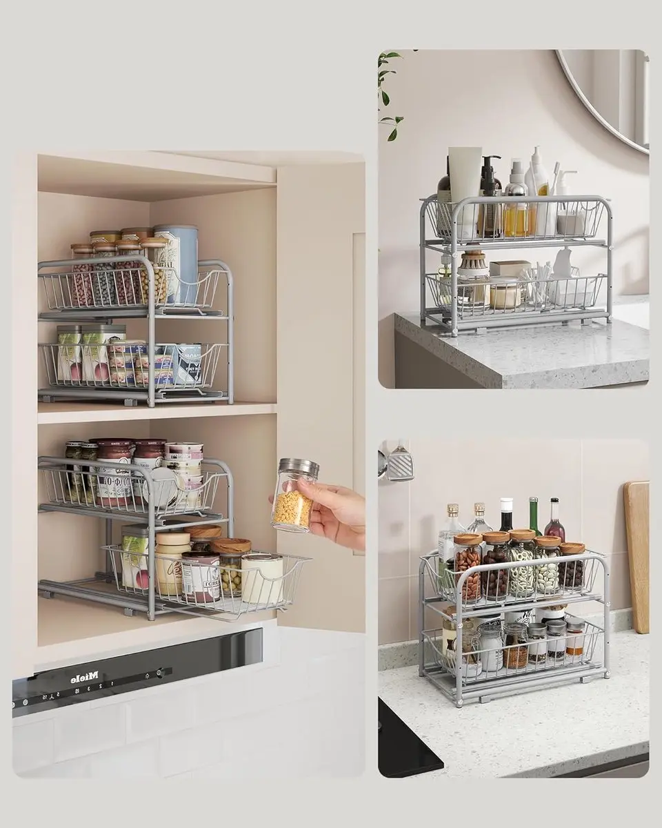Songmics Keukenplankorganizer Set KCS017E02 - 2 Stuks - Metallic Zilver
