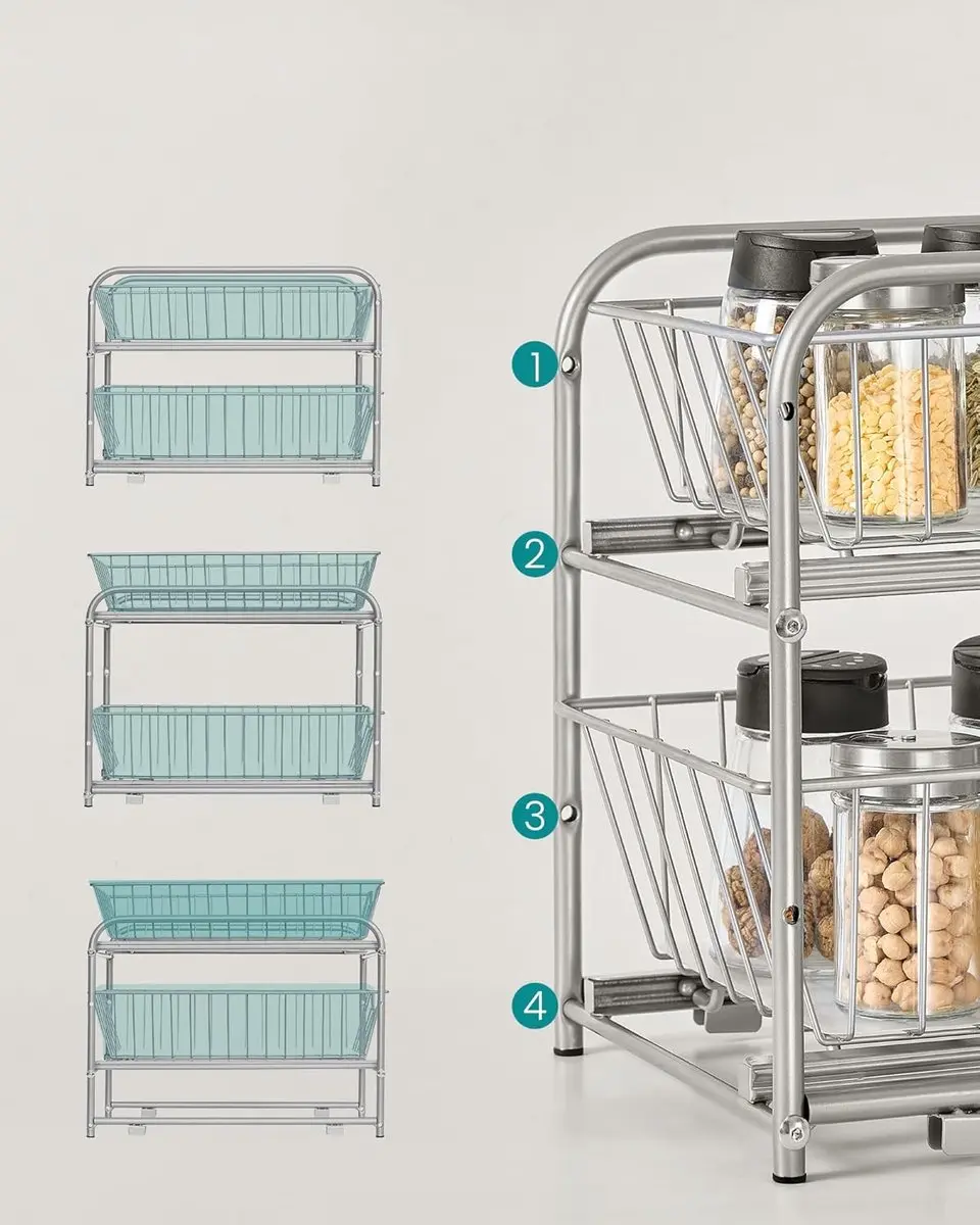 Songmics Keukenplankorganizer Set KCS017E02 - 2 Stuks - Metallic Zilver